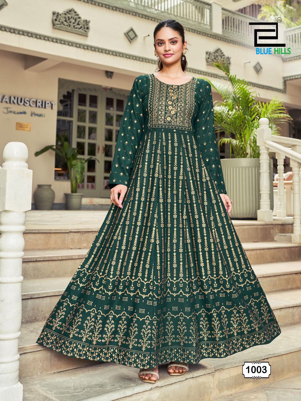 Inaya By Blue Hills Rayon Embroidery Anarkali Kurtis Wholesale Shop In Surat